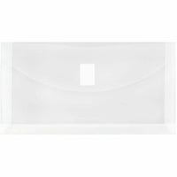 JAM Paper Plastic Envelopes with Hook & Loop #10 Booklet Wallet - 5.25" x 10" with 1" Expansion - Clear - 12 Pack -Plastic Envelopes with Velcro Closure , Colour: Clear