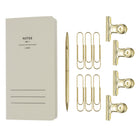 Gry Mattr Brass Stationery Kit - Pen/Paper clip/Notebook/Binder Clips-6 oversized paper clips