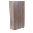Flash Furniture Woodridge Collection Rustic Wood Grain Finish Storage Shelf with Metal Cabinet Doors (NANJN21735BF)-Black Metal Locker Style Doors