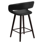 Flash Furniture Brynn Series 24" High Contemporary Cappuccino Wood Counter Height Stool - Black Vinyl - 2 Pack-Counter Height