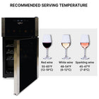 Koolatron 29 Bottle Dual Zone Wine Cooler, 3 cu ft (86L) Freestanding Wine Fridge - Black-LED interior lighting gives off no heat