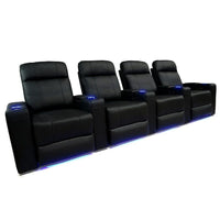 Valencia Piacenza Top Grain Leather Home Theatre Power Recliner, 4-Seats, Black (4-BLK-P)-Wrapped in Premium Top Grain 9000 Leather, extremely supple and ultra durable, for the ultimate experience in luxury