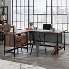 Sauder 66"W Briarbrook L-Desk - Barrel Oak-   Open cubby storage areas