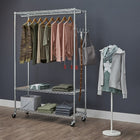 TRINITY EcoStorage 3-Tier Rolling Garment Rack w/ Wheels, Chrome (TBFZ-2707)-Easy, no tool assembly