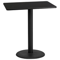 Flash Furniture 30'' x 42'' Rectangular Laminate Table Top, Black with 24'' Round Bar-Height Table Base (XUBK3042TR24B)-Bar Height Hospitality Table