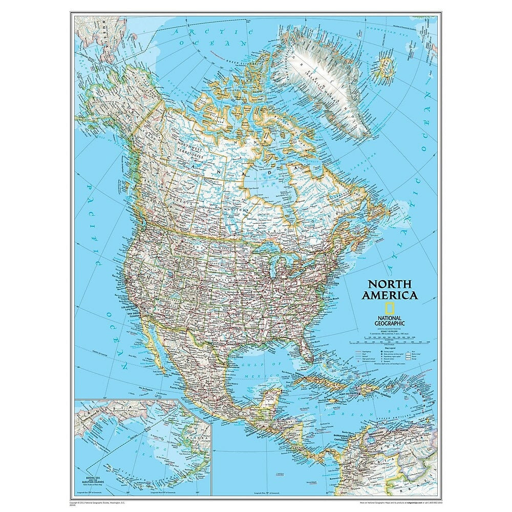 ナショナルジオグラフィック　Atlas of North America 北米 National Geographic Maps North America Wall Map (NGMRE00620148