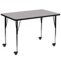 Flash Furniture Mobile 36"W x 72"L Rectangular Grey Thermal Laminate Activity Table - Standard Height Adjustable Legs-Popular Rectangular Activity Table