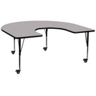 Flash Furniture Mobile 60''W x 66''L Horseshoe Activity Table, Grey Laminate Top, Adjustable Preschool Legs (XUA6066HRSGYTPC)-Gray/Chrome, Laminate, Steel