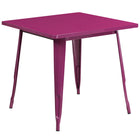 Flash Furniture 31.5" Square Purple Metal Indoor-Outdoor Table-Metal Cafe Table