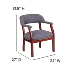 Flash Furniture Grey Fabric Luxurious Conference Chair with Accent Nail Trim - Grey Fabric-Upholstered Straight Arms with Silver Nail Accents