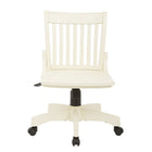 OSPHF Deluxe Armless Bankers Chair, Antique White-Wood covered steel base with dual wheel carpet casters