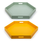 CTG Wooden Hexagon Tray, White, Yellow, 2 Pack-Made from medium-density fibreboard, uses safe paint