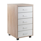 Winsome 18556 Kenner Mobile Storage Cabinet, 5 Drawers, Reclaimed Wood/White Finish-Constructed of composite wood, White and reclaimed wood finish