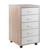 Winsome 18556 Kenner Mobile Storage Cabinet, 5 Drawers, Reclaimed Wood/White Finish-Constructed of composite wood, White and reclaimed wood finish