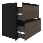 Bestar Connexion Add-On Lateral File Cabinet, Antigua & Black-Drawers on ball-bearing slides for smooth and quiet operation