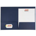 JAM Paper Two Pocket Presentation Folders, Navy Blue Linen, 12 Pack (26982dg)-2 pocket