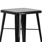 Flash Furniture 23.75" Square Black Metal Indoor-Outdoor Bar Table Set with 2 Stools with Backs-Set Includes Table and 2 Stools