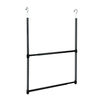 Oceanstar 2-Tier Portable Adjustable Closet Hanger Rod, Black-2 hangers to hang on any standard closet rod