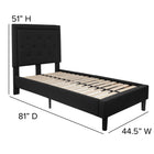 Flash Furniture Roxbury Twin Size Tufted Upholstered Platform Bed - Black Fabric-Button Tufted