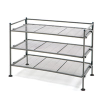 Seville Classics Gunmetal Mesh 3-Tier Clip-on Shoe Rack - Grey-Units are stackable