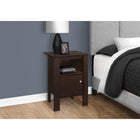 Monarch Specialties 2135 Accent Table - Espresso Night Stand With Storage-Open shelf for books, magazines, notepads