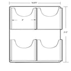 Azar Four-Pocket Wall Mount Letter Brochure Holder, 2/Pack (252096)-Clear Acrylic