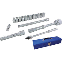 Gray Tools 17 Piece 1/2" Drive 6 Point Metric, Standard Chrome Socket & Attachment Set-Contains: 10, 11, 12, 13, 14, 15, 16, 17, 18, 19, 20, 21mm sockets, Reversible Ratchet, Flex Handle, Universal Joint, and 5" & 10" Extensions.