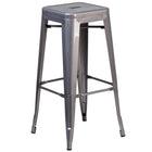 Flash Furniture 30" High Backless Clear Coated Metal Indoor Barstool with Square Seat-Stackable Industrial Style Modern Stool