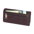 Roots Ladies Pocket Clutch Wallet - Plum-2 Gusset pockets with centre zip divider