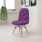 Flash Furniture Shaggy Dog Purple Accent Chair-Wooden Legs with Metal Bracing