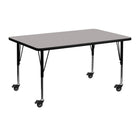 Flash Furniture Mobile 24''W x 48''L Rectangular Activity Table, 1.25'' Gray Laminate Top, Preschool Legs (XUA2448RECGYHPC)-Gray/Chrome, Laminate, Steel