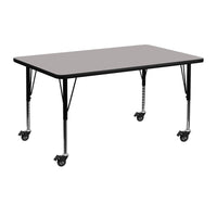 Flash Furniture Mobile 24''W x 48''L Rectangular Activity Table, 1.25'' Gray Laminate Top, Preschool Legs (XUA2448RECGYHPC)-Gray/Chrome, Laminate, Steel