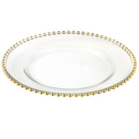 Elegance – Ensemble de 4 sous-assiettes à billes dorées de 13 po-Forme : Ronde