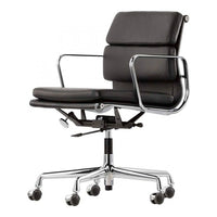 Nicer Furniture Soft Pad Low Back Management Chair - Black-Low back with thick padded top grain Italian leather cushions for optimized comfort.