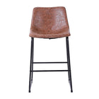 Plata Import Landon Antique Stool - Brown-Metal / Pu Leather