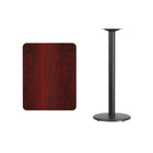 Flash Furniture 24" x 30" Rectangular Mahogany Laminate Table Top with 18" Round Bar Height Table Base-Mahogany Laminate Top