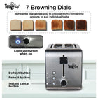 Total Chef 2-Slice Stainless Steel Toaster-Illuminated buttons show when toaster is operating, cancel button stops the toasting cycle at any time, and adjustable lever lifts smaller pieces for less risk of burning fingers