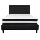 Flash Furniture Roxbury Queen Size Tufted Upholstered Platform Bed with Pocket Spring Mattress - Black Fabric-Queen Platform Bed and Mattress Set
