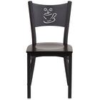Flash Furniture HERCULES Series Black Coffee Back Metal Restaurant Chair - Walnut Wood Seat-Metal Chair