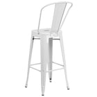 Flash Furniture 30" High Metal Indoor-Outdoor Barstool with Back - White-Curved Back with Vertical Slat