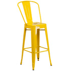 Flash Furniture 30" High Yellow Metal Indoor-Outdoor Barstool with Back-500 lb. Weight Capacity