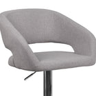 Flash Furniture Contemporary Grey Fabric Adjustable Height Barstool with Rounded Mid-Back & Chrome Base - Grey Fabric-Height Adjustable Seat with Gas Lift