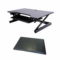 Rocelco 46" Deluxe Adjustable Sit/Stand Keyboard Desk Riser with Anti Fatigue Mat - Black-DADR46 does not require assembly