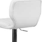 Flash Furniture Contemporary Vinyl Adjustable Height Barstool with Vertical Stitch Back & Chrome Base - White - 2 Pack-Height Adjustable Seat with Gas Lift