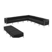 Flash Furniture  Hercules Imagination Series Leather Sectional and Ottoman Set, Black, 12/Pieces (ZBIMAGSET18)-Black Bonded Leather