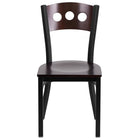 Flash Furniture HERCULES Series Black 3 Circle Back Metal Restaurant Chair - Walnut Wood Back & Seat-Metal Dining Chair