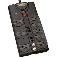 Tripp Lite 8-Outlet 3240 Joule Surge Protector with Ethernet, Coax and Dataline Protection-Colour Details: Black