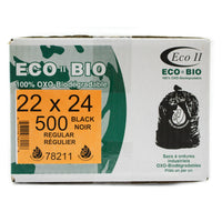 Eco II Oxo-Biodegradable Garbage Bags - Industrial - 22" x 24" - Black - 500 Pack-22" x 24"