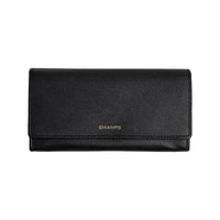Champs Gala Collection Leather Flap Clutch Wallet - Black-Made Of Genuine Leather
