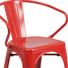 Flash Furniture Red Metal Indoor-Outdoor Chair with Arms-Integrated Arms